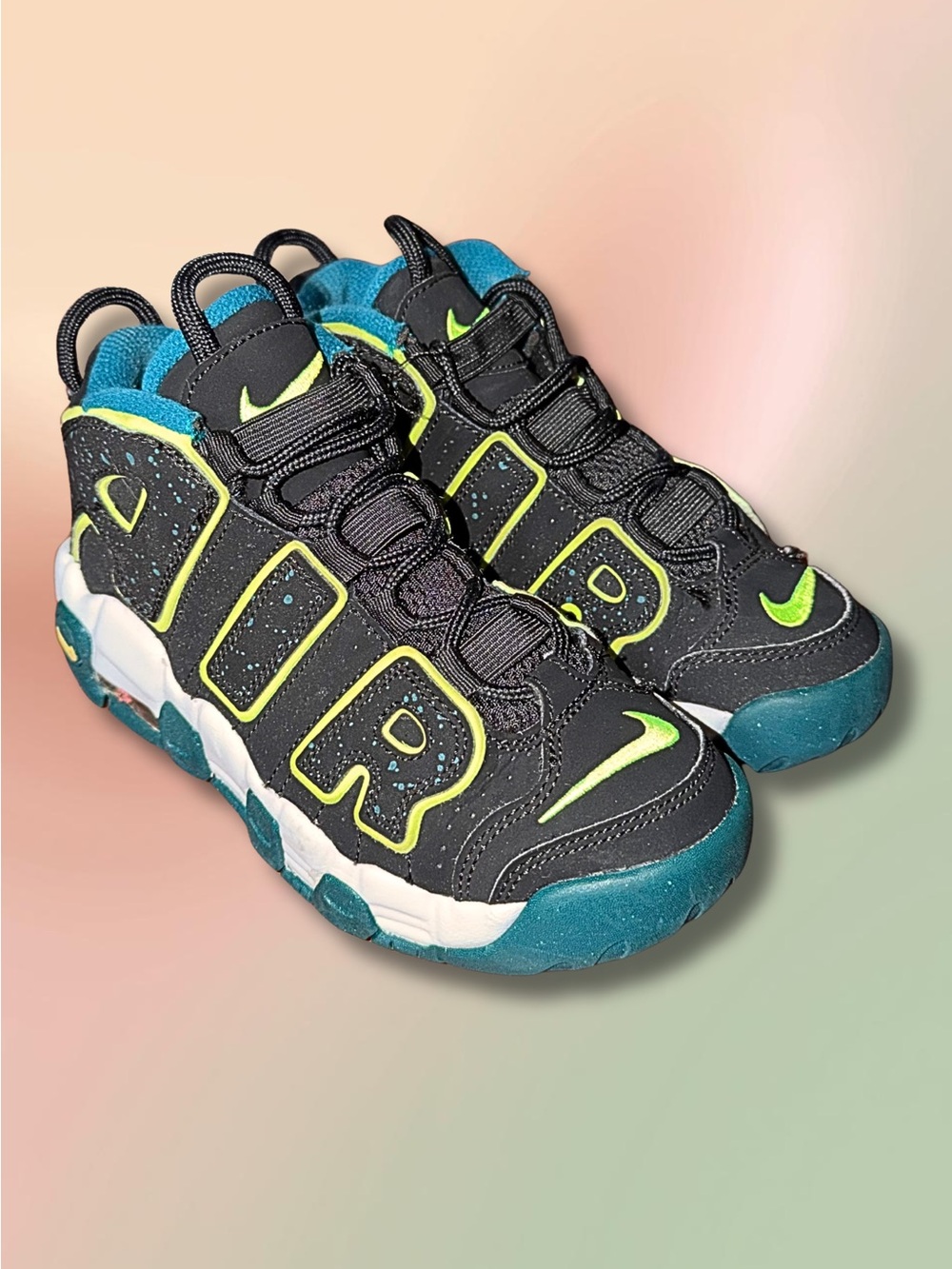 Nike Air More Uptempo Black Geode Teal Kids 2Y Volt DZ2810-001